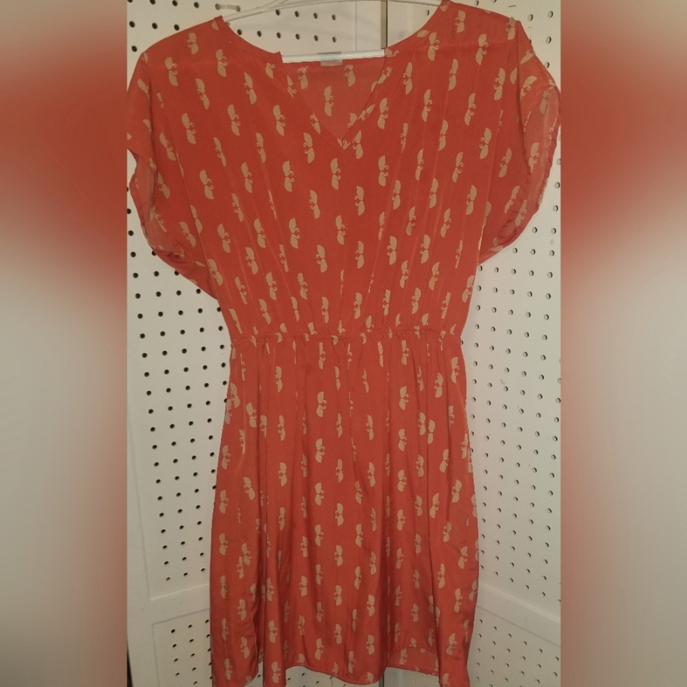 Needle & Thread Orange Dress with Cream Accents